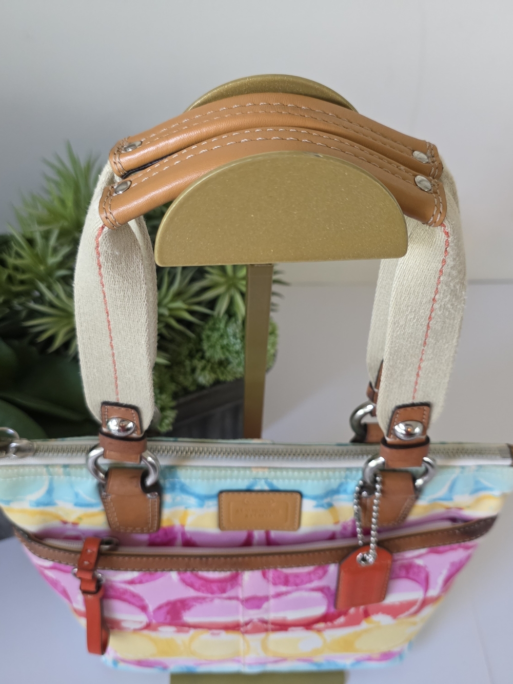 Coach Y2k Hamptons Weekend Watercolor Signature Canvas Shoulder Bag - Picture 5 of 12
